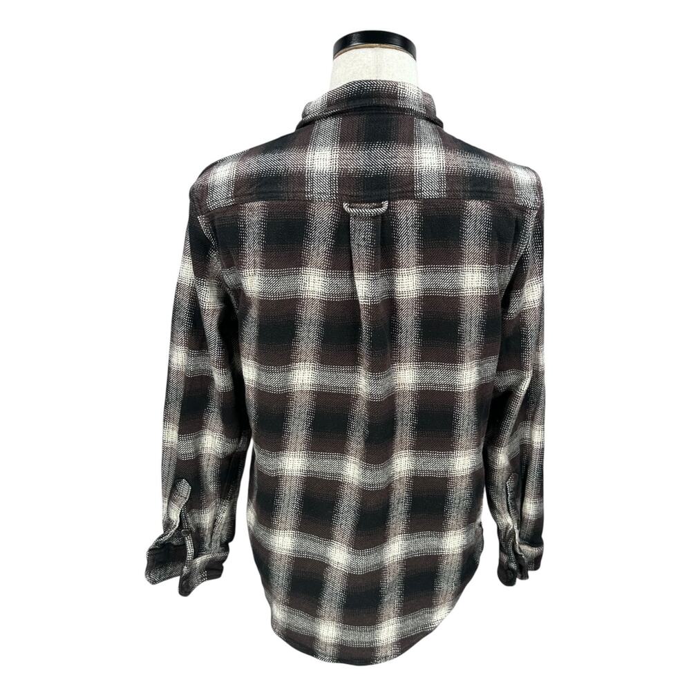 Orvis Heavyweight Flannel Shirt Men’s Small Black Brown Plaid Black Button Thick - Picture 5 of 10
